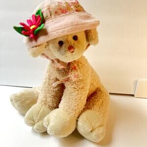 Gund Lamb Sitting Plush "Sadie" With Floral Bonnet 12"
